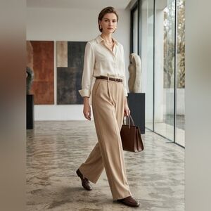 Brooks Brothers 100% Wool Wide Leg Trousers Sz 18